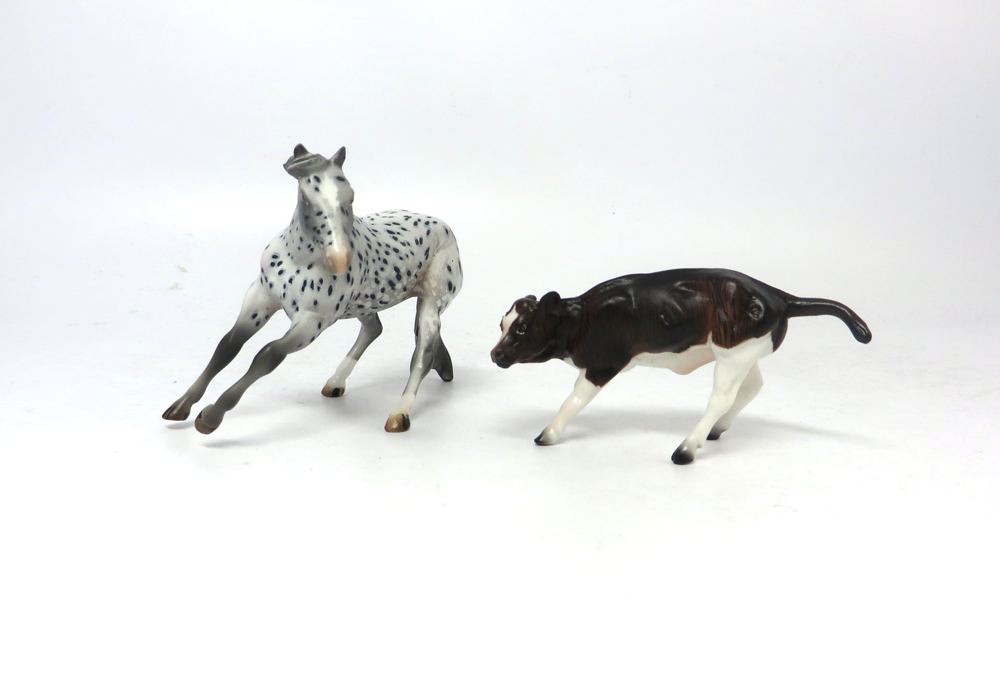 ROCK AND ROLL -OOAK-APPY CUTTER AND BRINDLE CALF CHIPS BY AUDREY DIXON EA19