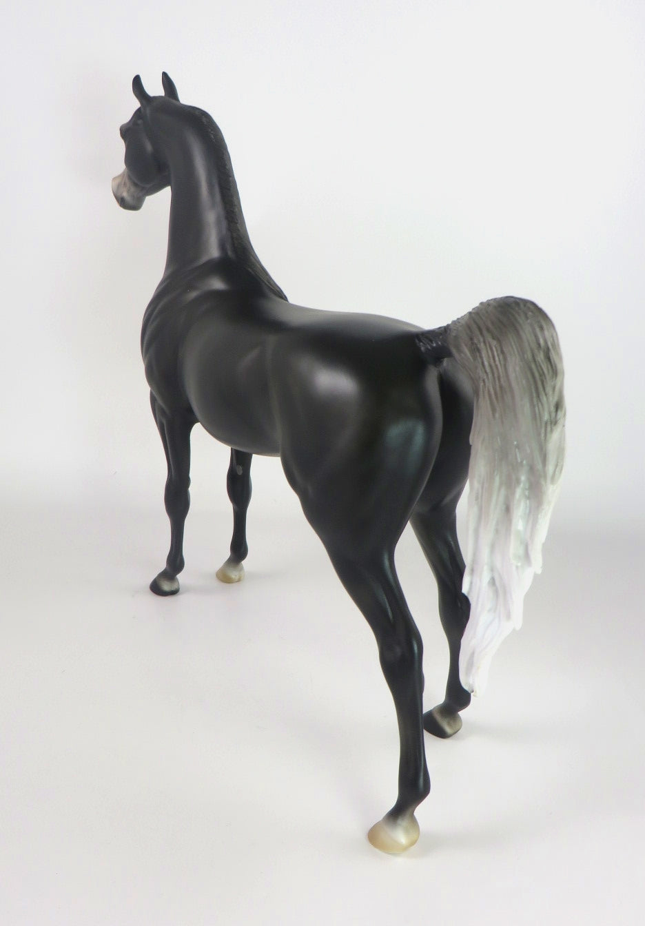 COMET-OOAK DAPPLE BLACK ARABIAN MODEL HORSE WHS 19