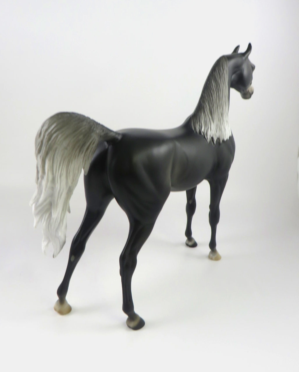 COMET-OOAK DAPPLE BLACK ARABIAN MODEL HORSE WHS 19