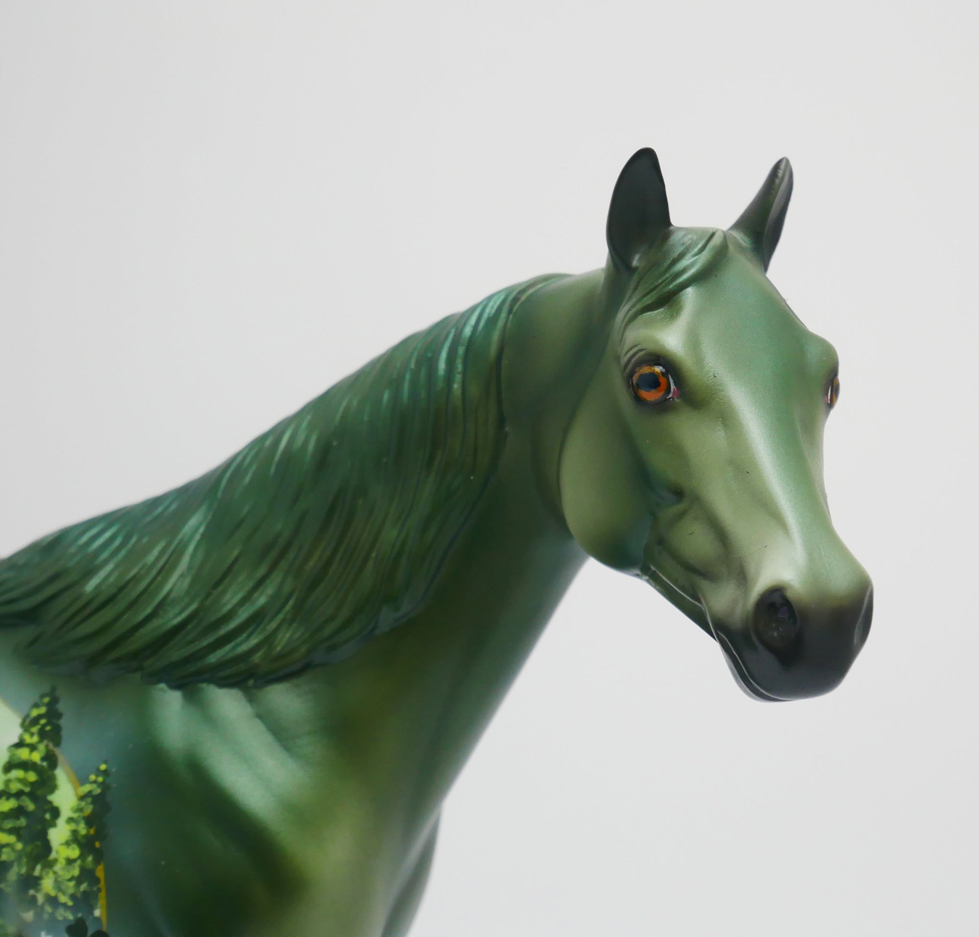 CONNEMARA - OOAK MURAL PAINTING OF IRELAND MOUNTAINS WI/ TREES AND SHAMROCKS MODEL HORSE BY DAWN QUICK 3/13/20