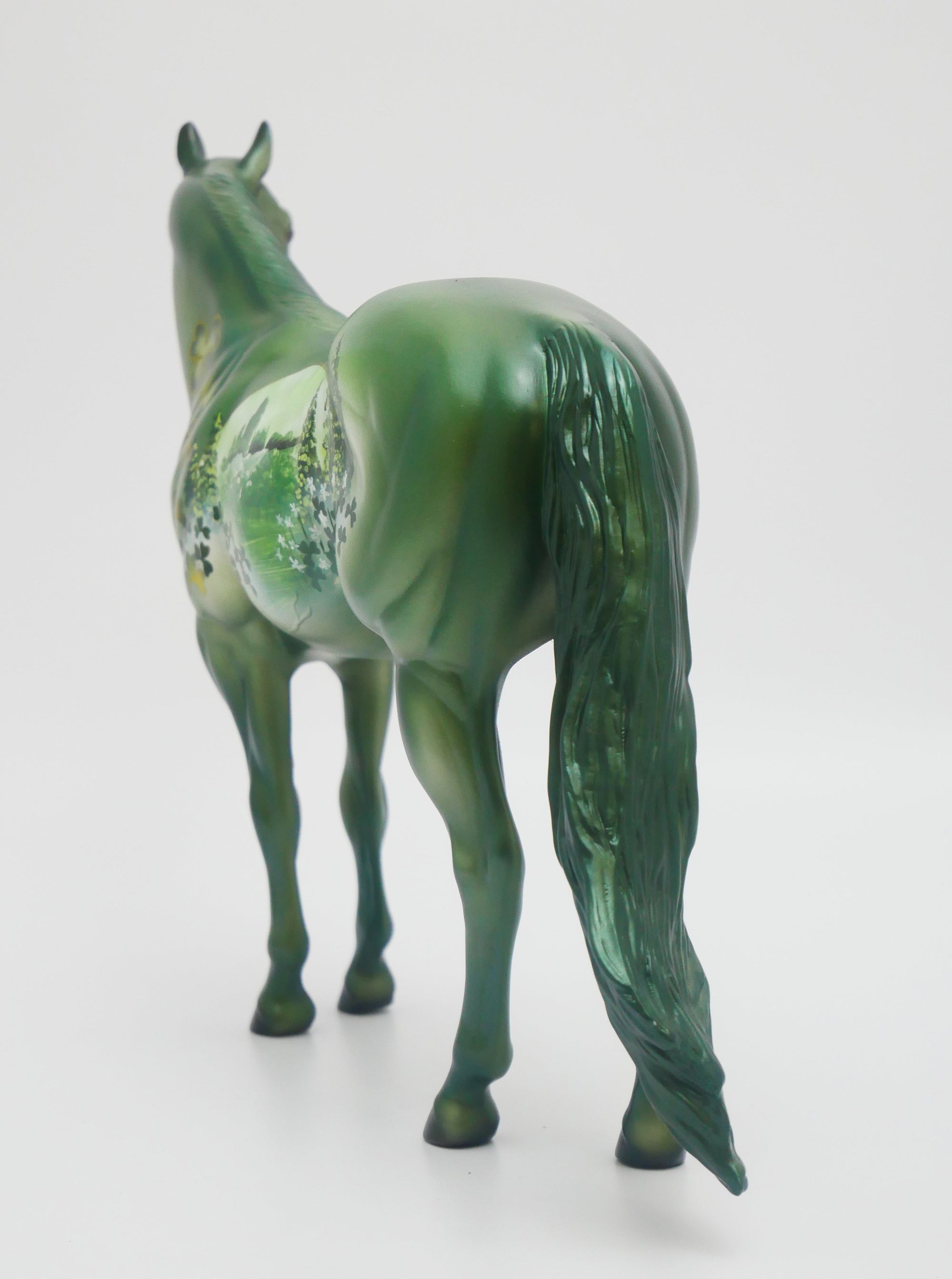 CONNEMARA - OOAK MURAL PAINTING OF IRELAND MOUNTAINS WI/ TREES AND SHAMROCKS MODEL HORSE BY DAWN QUICK 3/13/20