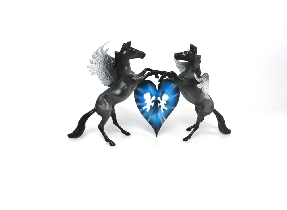 CUPID - OOAK DOUBLE REARING PEGACHIPS HEART VALENTINE DECORATOR SB19