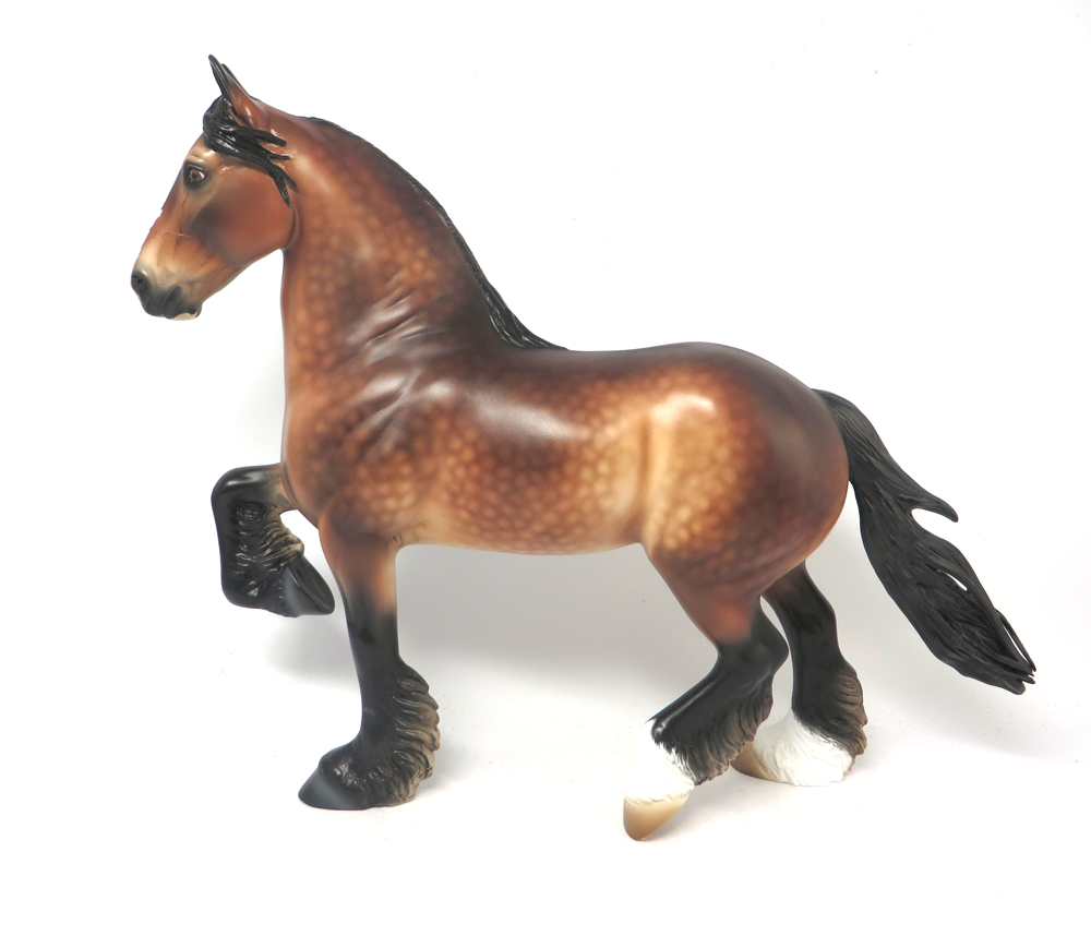 ARMSTRONG- OOAK DAPPLE BAY CM TROTTING DRAFTER MODEL HORSE EA19