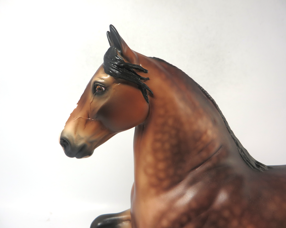 ARMSTRONG- OOAK DAPPLE BAY CM TROTTING DRAFTER MODEL HORSE EA19