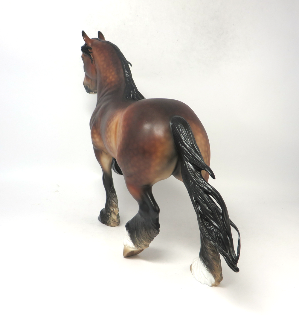 ARMSTRONG- OOAK DAPPLE BAY CM TROTTING DRAFTER MODEL HORSE EA19