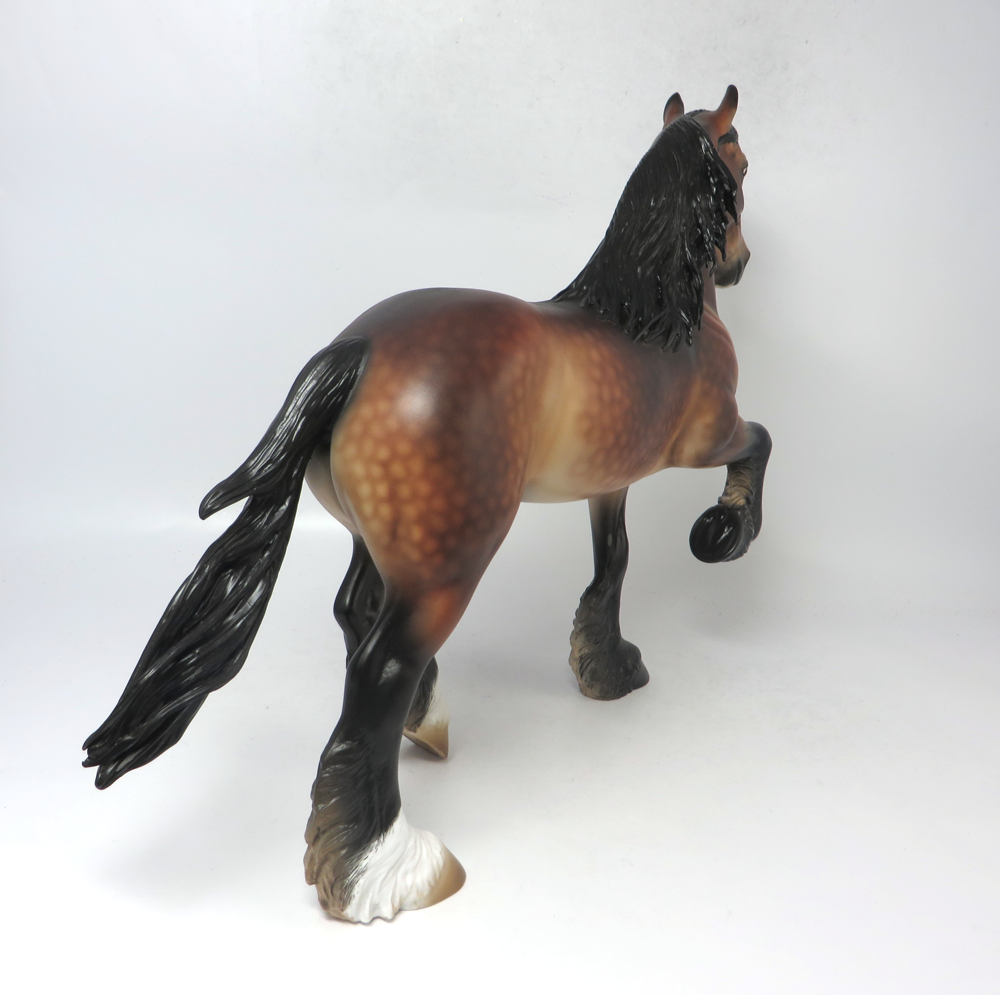 ARMSTRONG- OOAK DAPPLE BAY CM TROTTING DRAFTER MODEL HORSE EA19