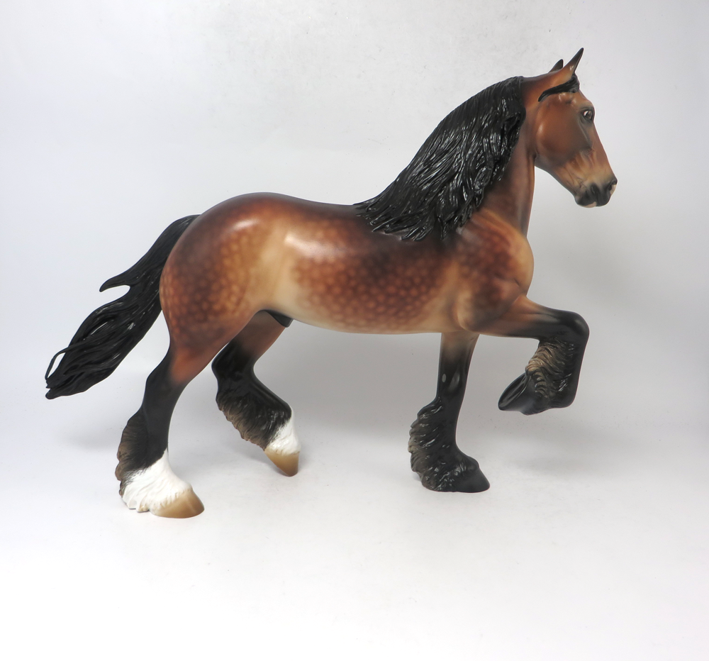 ARMSTRONG- OOAK DAPPLE BAY CM TROTTING DRAFTER MODEL HORSE EA19