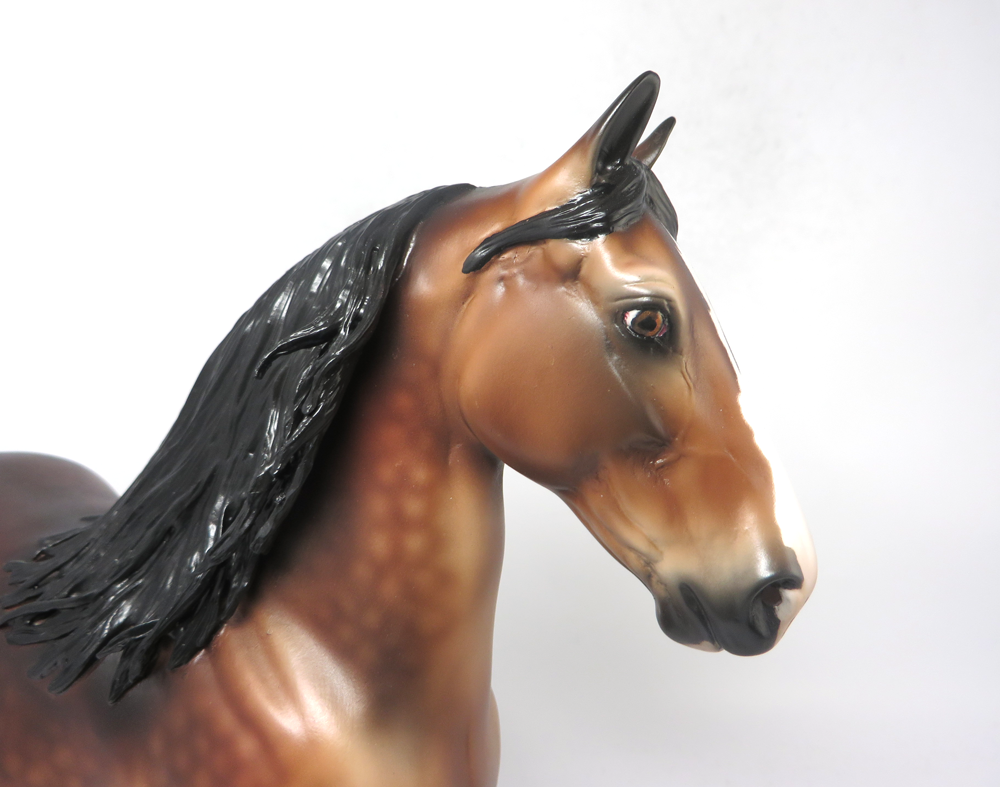 ARMSTRONG- OOAK DAPPLE BAY CM TROTTING DRAFTER MODEL HORSE EA19