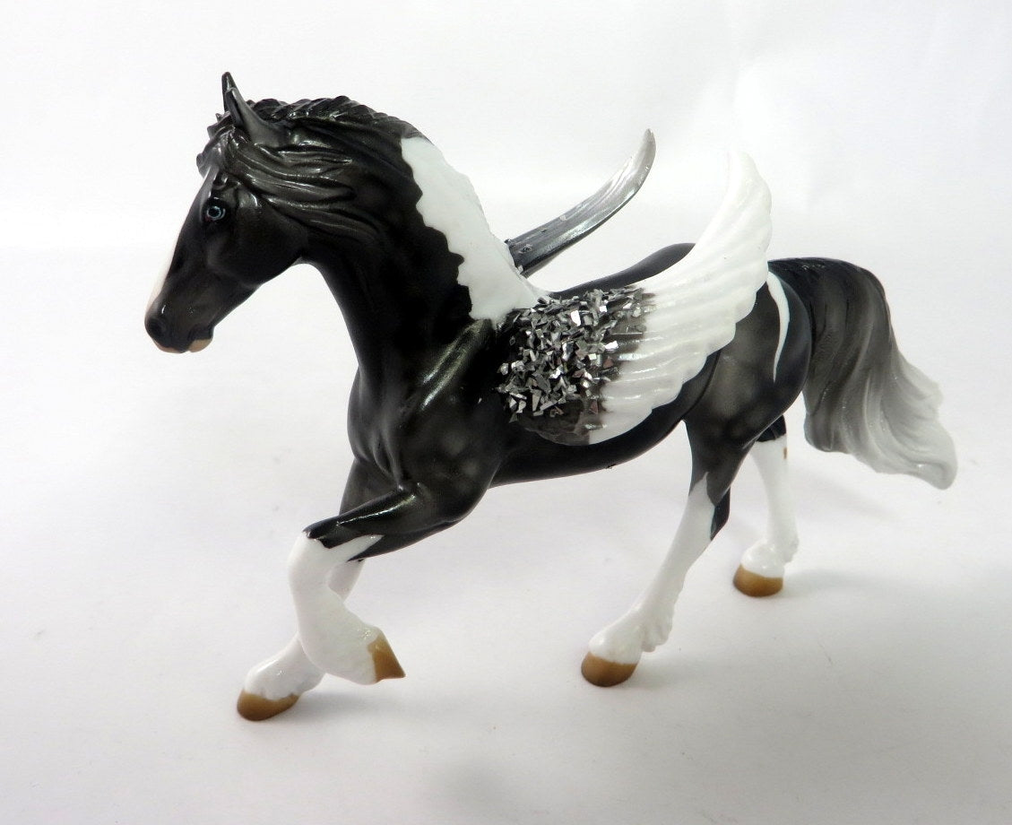 DARK ANGEL-OOAK FRESIAN PINTOALOOSA CHIP WITH CUSTOM WINGS ANGEL WEEK 1/6/20