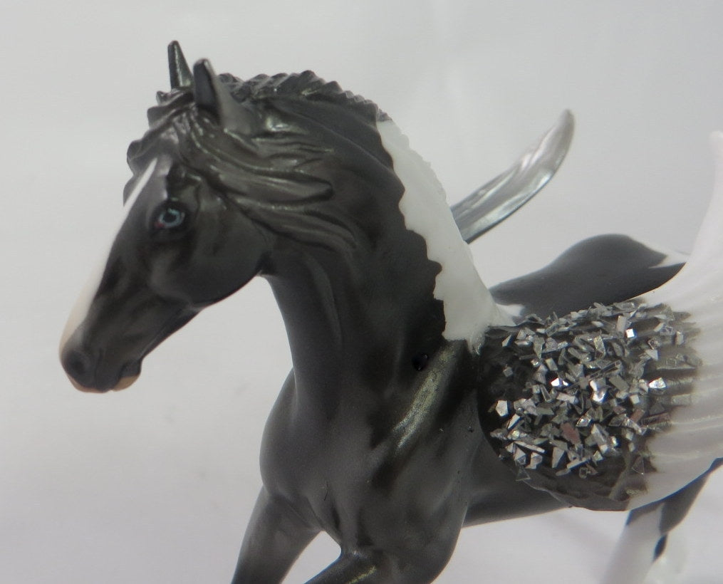 DARK ANGEL-OOAK FRESIAN PINTOALOOSA CHIP WITH CUSTOM WINGS ANGEL WEEK 1/6/20