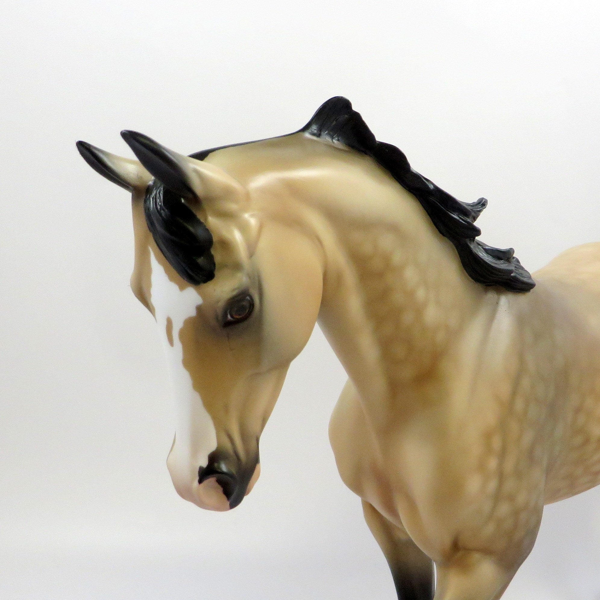 DEWSPINNER-OOAK DAPPLE BUCKSKIN THOROUGHBRED MODEL HORSE EQ 19