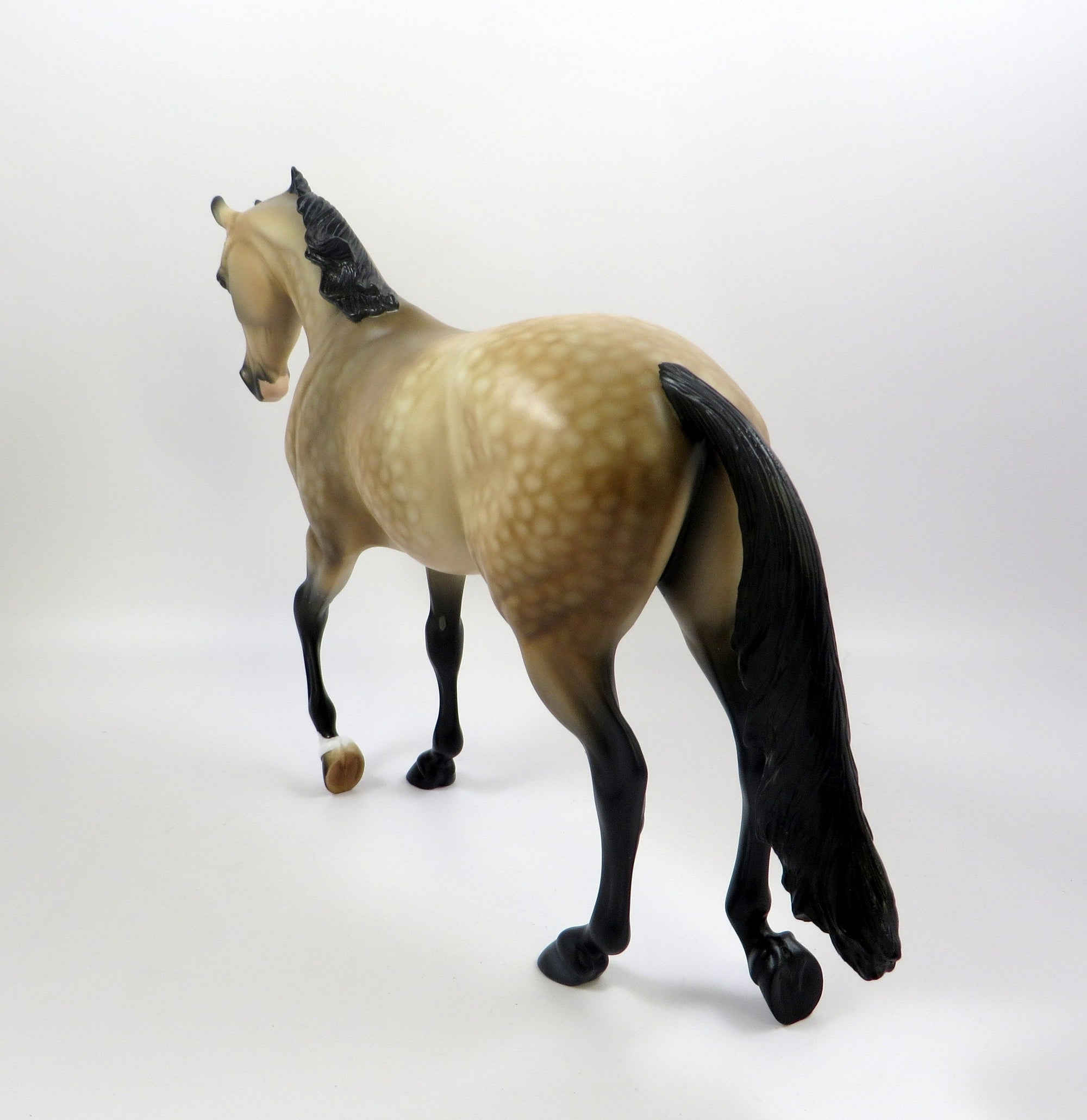 DEWSPINNER-OOAK DAPPLE BUCKSKIN THOROUGHBRED MODEL HORSE EQ 19