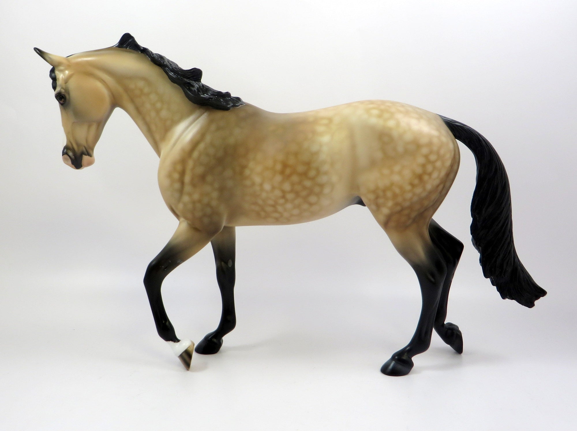 DEWSPINNER-OOAK DAPPLE BUCKSKIN THOROUGHBRED MODEL HORSE EQ 19