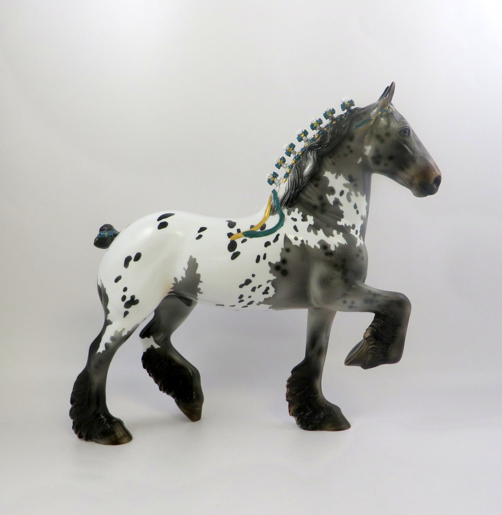 EDITH-OOAK GREY APPALOOSA TROTTING DRAFTER MODEL HORSE EQ 19