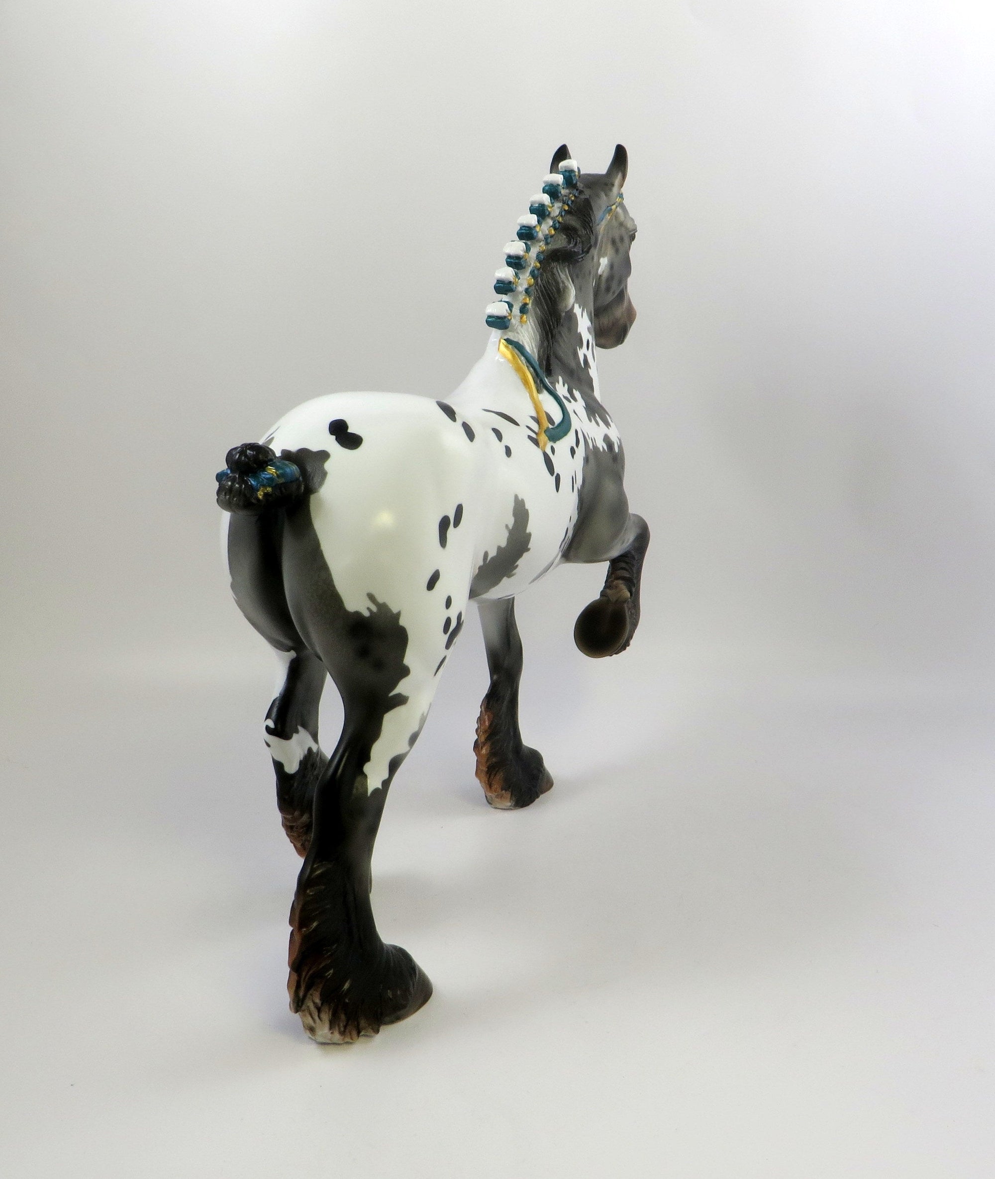 EDITH-OOAK GREY APPALOOSA TROTTING DRAFTER MODEL HORSE EQ 19