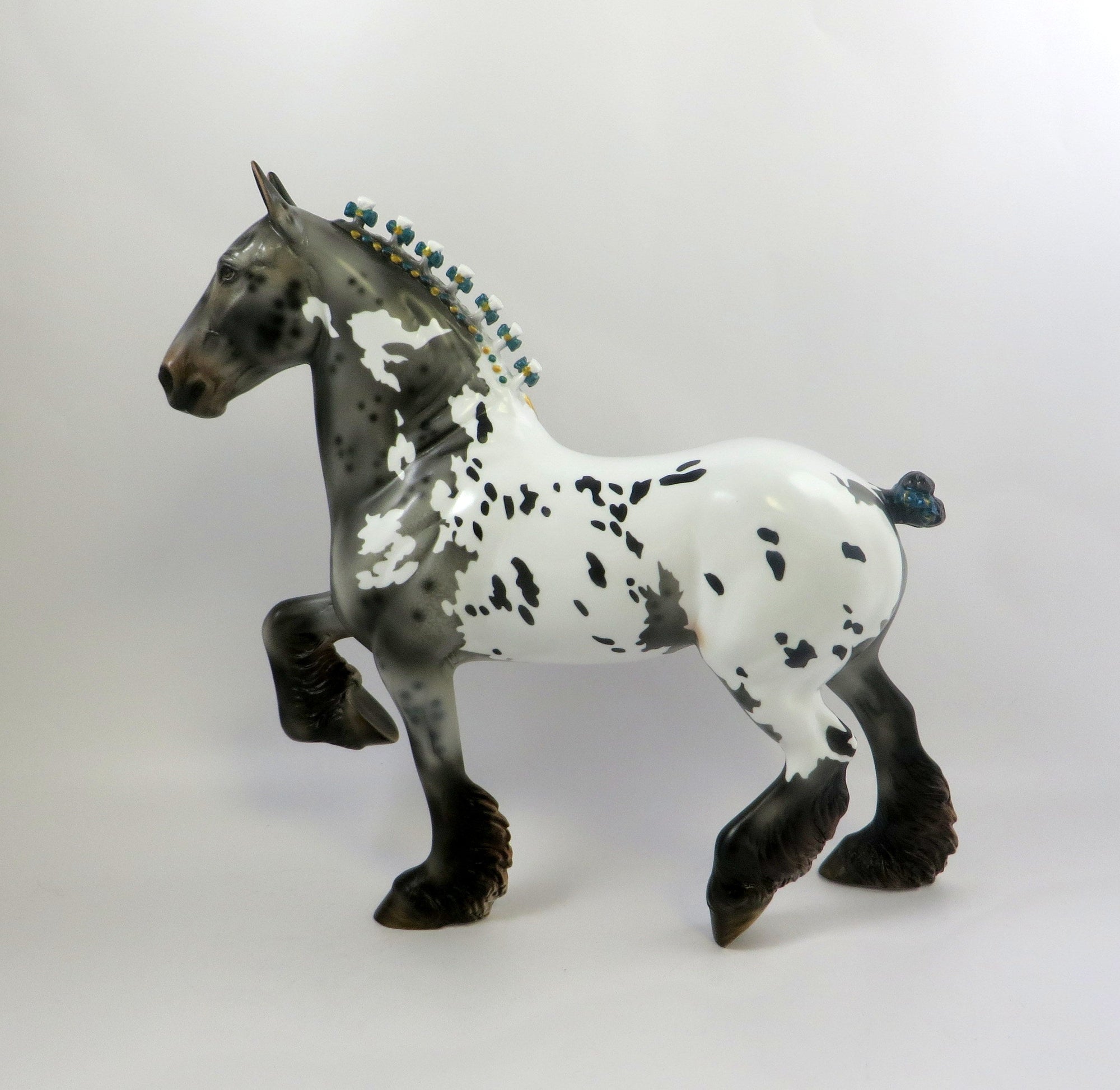 EDITH-OOAK GREY APPALOOSA TROTTING DRAFTER MODEL HORSE EQ 19