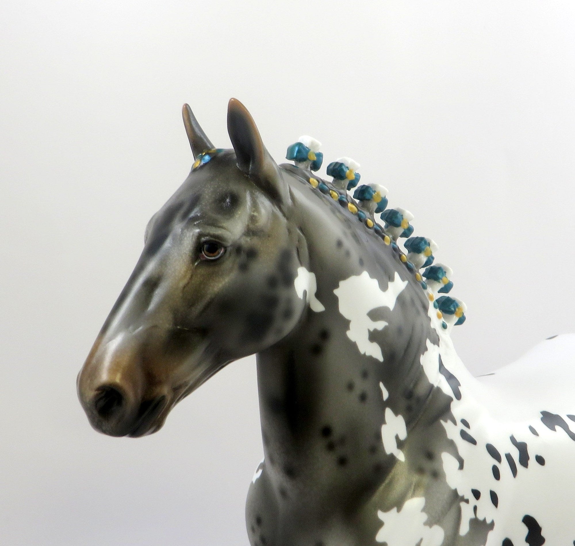 EDITH-OOAK GREY APPALOOSA TROTTING DRAFTER MODEL HORSE EQ 19