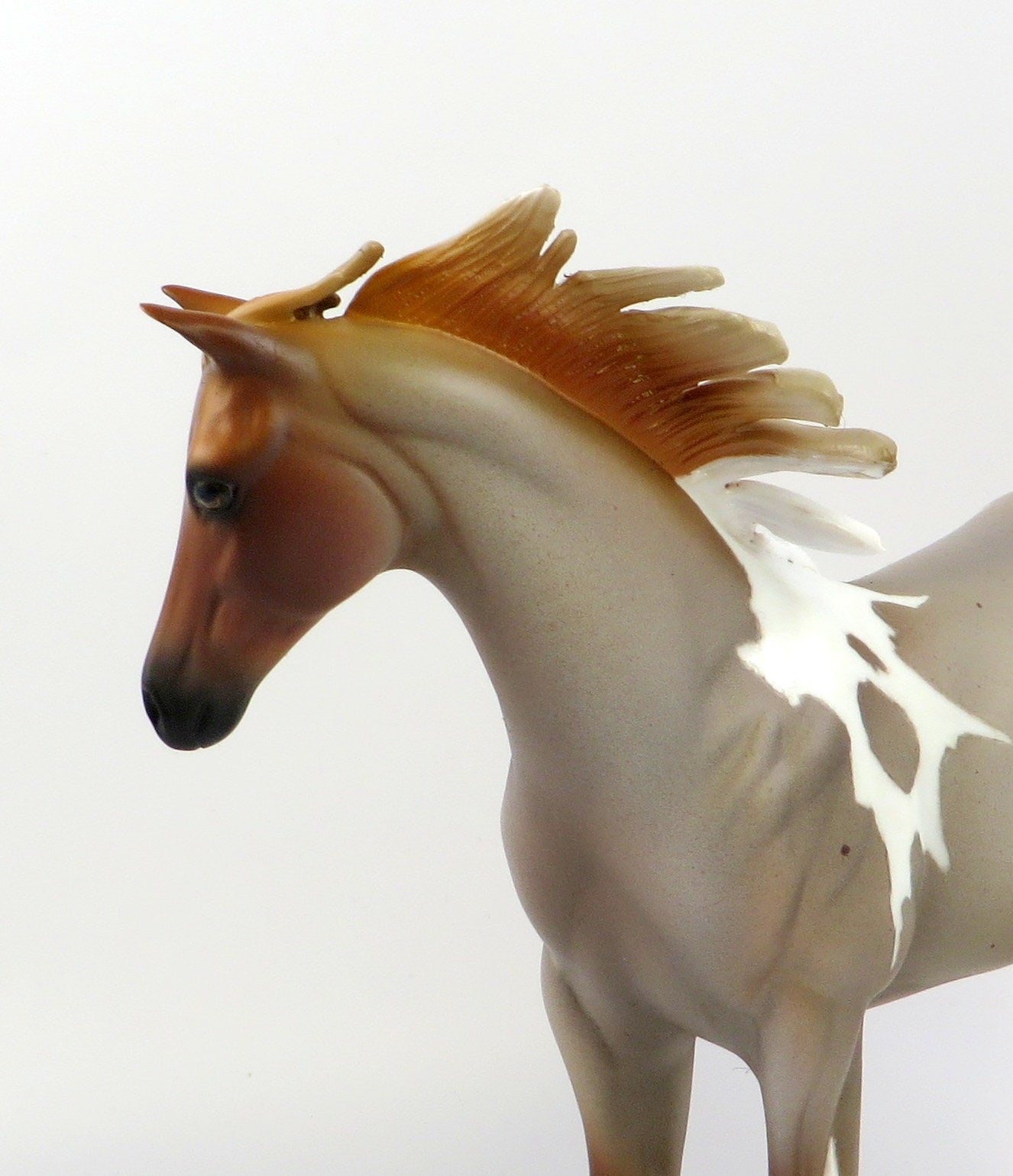 ERMO-OOAK STRAWBERRY ROAN TOBIANO WEANLING MODEL HORSE EQ 19