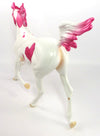 FLASHY HEART-OOAK WHITE &amp; PINK DECORATOR YEARLING MODEL HORSE BY KAYLA WESSE SB20