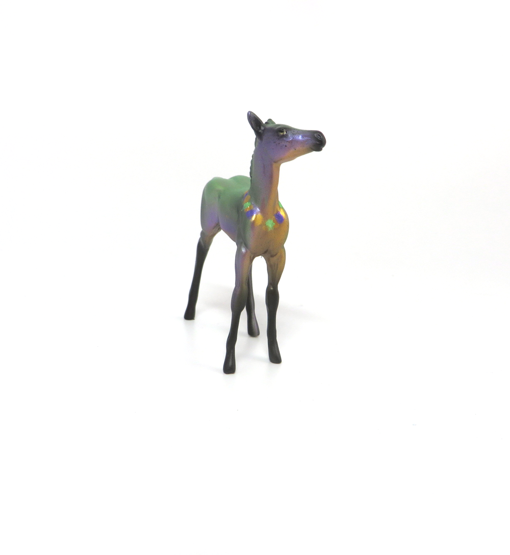 CAJUN- OOAK MARDI GRAS DECORATOR FOAL CHIP GREEN BY AMANDA  HOSTETLER 3-5-19
