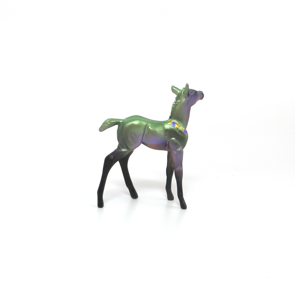 CAJUN- OOAK MARDI GRAS DECORATOR FOAL CHIP GREEN BY AMANDA  HOSTETLER 3-5-19
