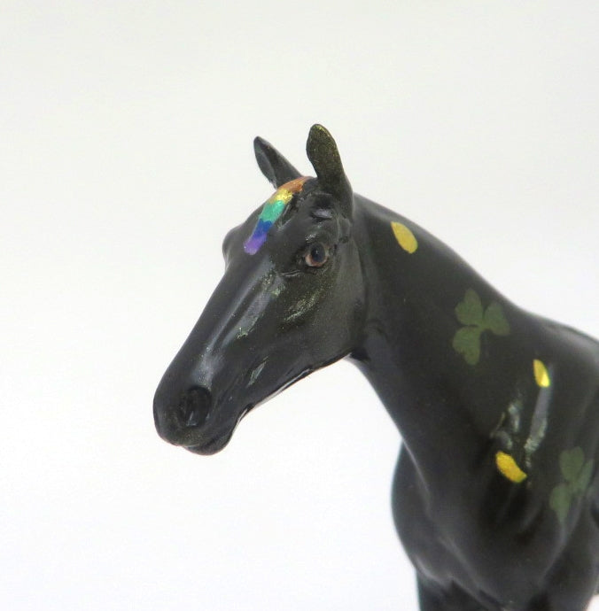 FOLLOW THE RAINBOW - OOAK ST. PATRICKS DAY WITH RAINBOW MANE AND TAIL THOROUGHBRED CHIP DECO MODEL HORSE 3/5/20