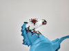 GALO-OOAK BLUE DECORATOR SUGAR SKULL REARING PEBBLE BY DAWN QUICK MM20