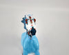 GALO-OOAK BLUE DECORATOR SUGAR SKULL REARING PEBBLE BY DAWN QUICK MM20