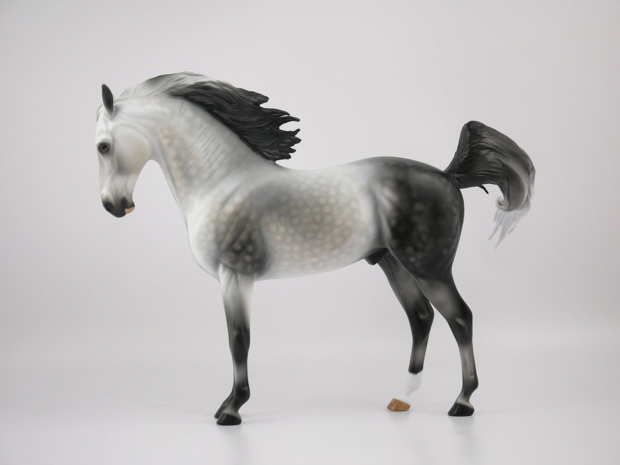 GAME ON - LE-7 DAPPLE GREY CM ANDALUSION MODEL HORSE BY AUDREY DIXON 7/22/20