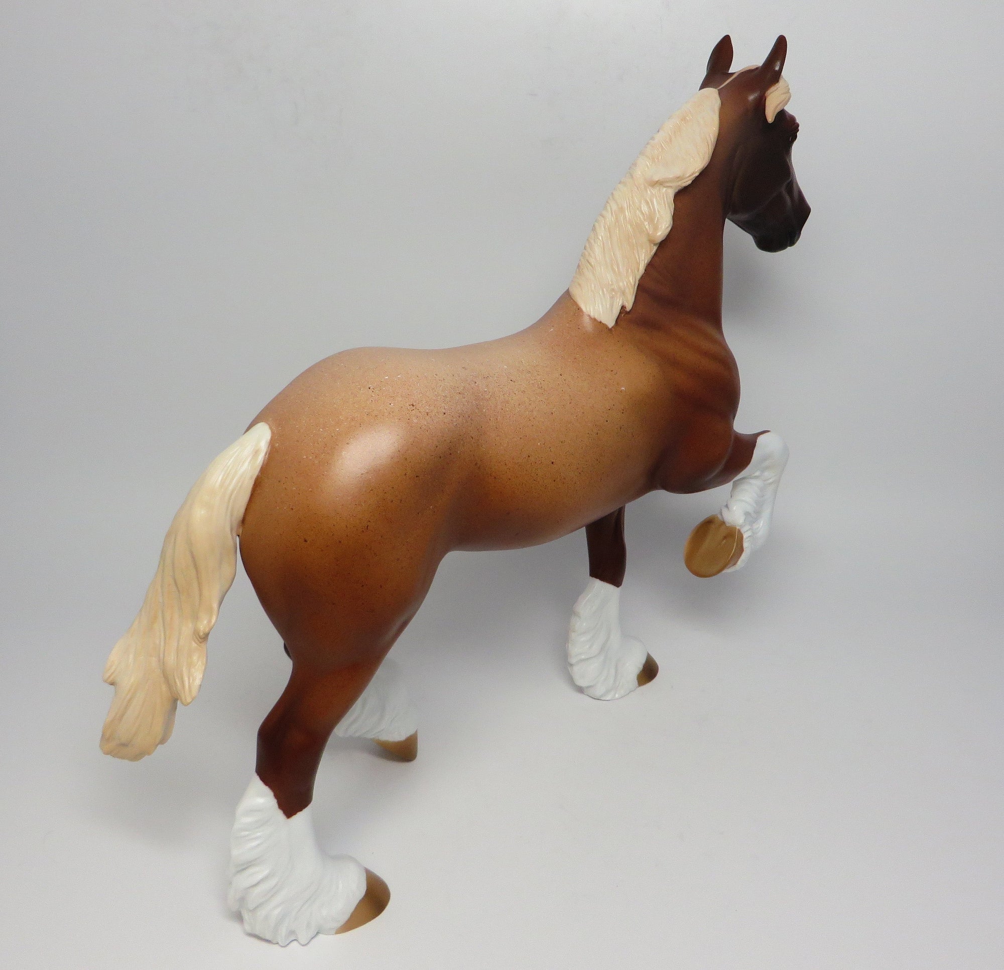 GERONIMO - OOAK STRAWBERRY ROAN TROTTING DRAFTER MODEL HORSE -- 4/12/17