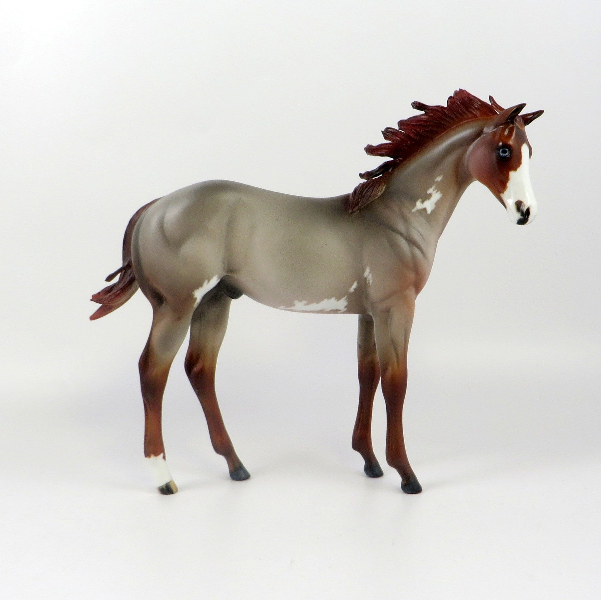 GRIGORII-OOAK RED ROAN OVERO WEANLING MODEL HORSE EQ 19