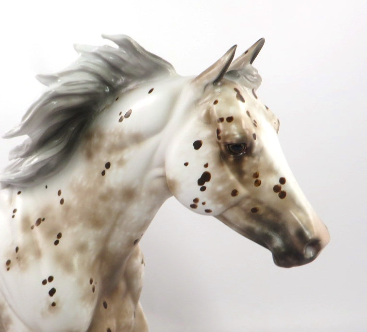 HASTE TE BACK - OOAK LEOPARD APPALOOSA FOUNDATION QUARTER HORSE MODEL HORSE BY SHERYL LEISURE