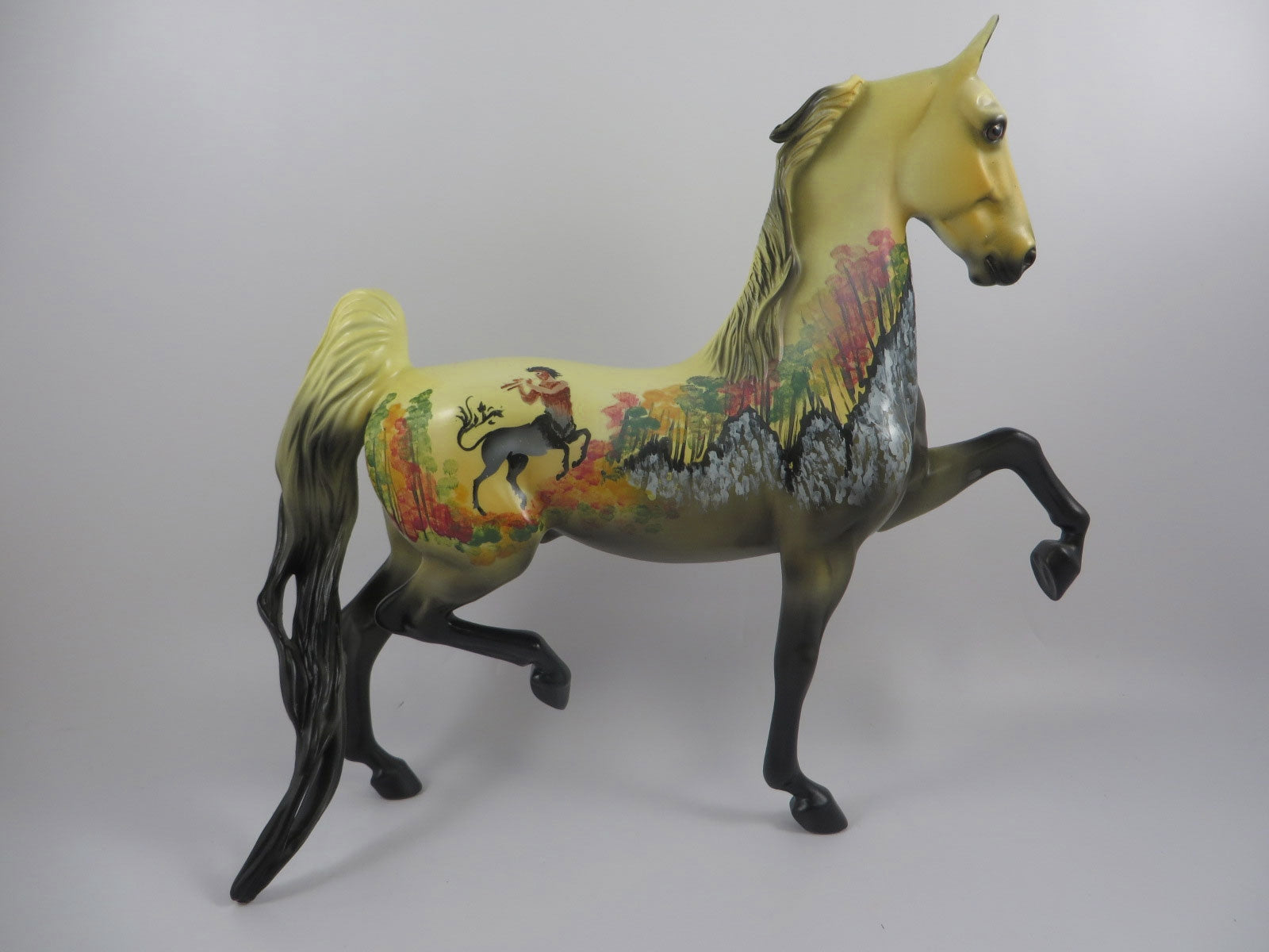 HAWTHORN-OOAK YELLOW/BLACK FALL SCENE SADDLEBRED DECORATOR BY DAWN QUICK MM19