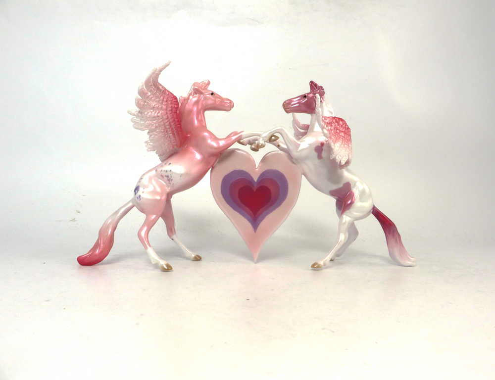 ROMANCE- OOAK  DOUBLE REARING PEGACHIPS HEART VALENTINE DECORATOR SB19