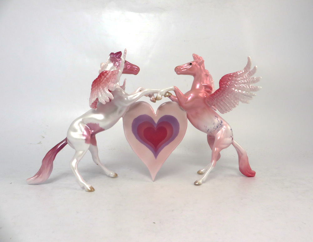ROMANCE- OOAK  DOUBLE REARING PEGACHIPS HEART VALENTINE DECORATOR SB19