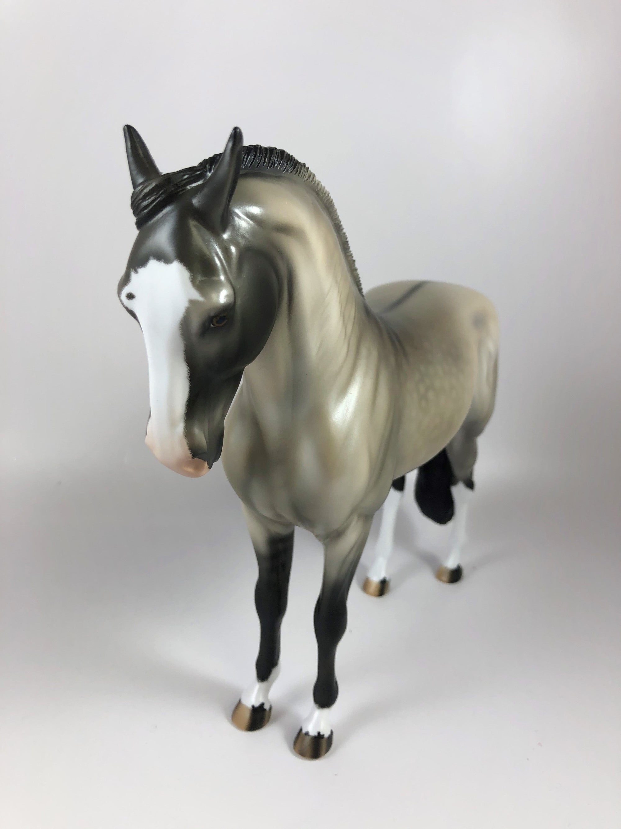 HECKLES -OOAK DAPPLE GRULLA  ANDALUSIAN MODEL HORSE BY AUDREY DIXON LHS 19