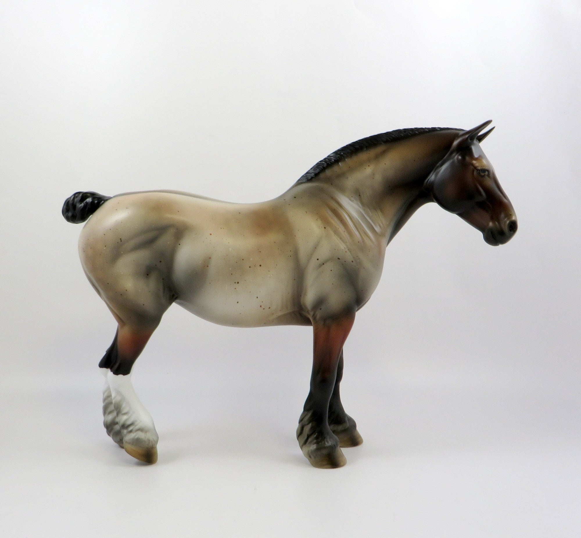 HEGUS-OOAK LIGHT DAPPLE BAY ROAN HEAVY DRAFTER MODEL HORSE EQ 19