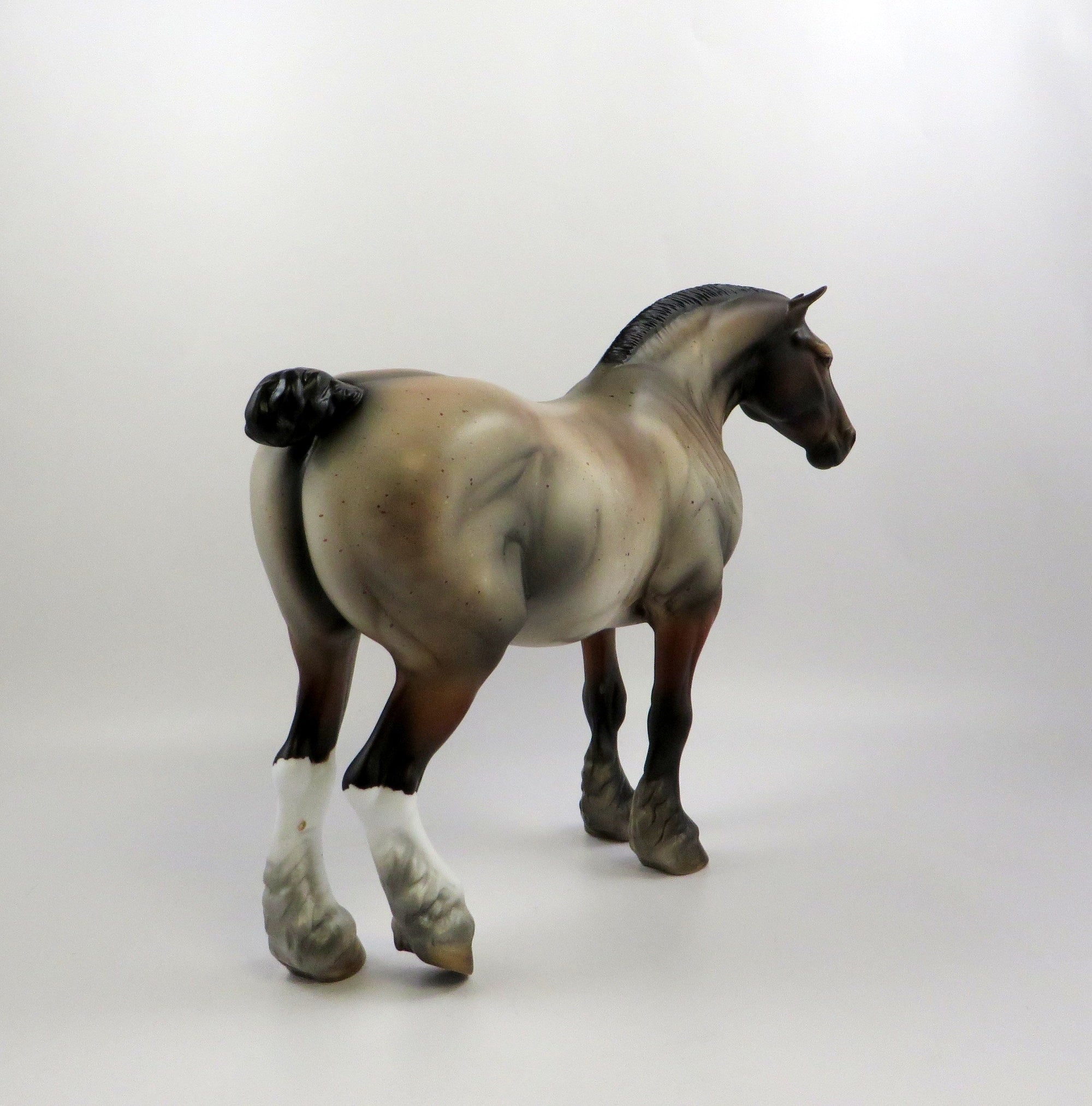 HEGUS-OOAK LIGHT DAPPLE BAY ROAN HEAVY DRAFTER MODEL HORSE EQ 19