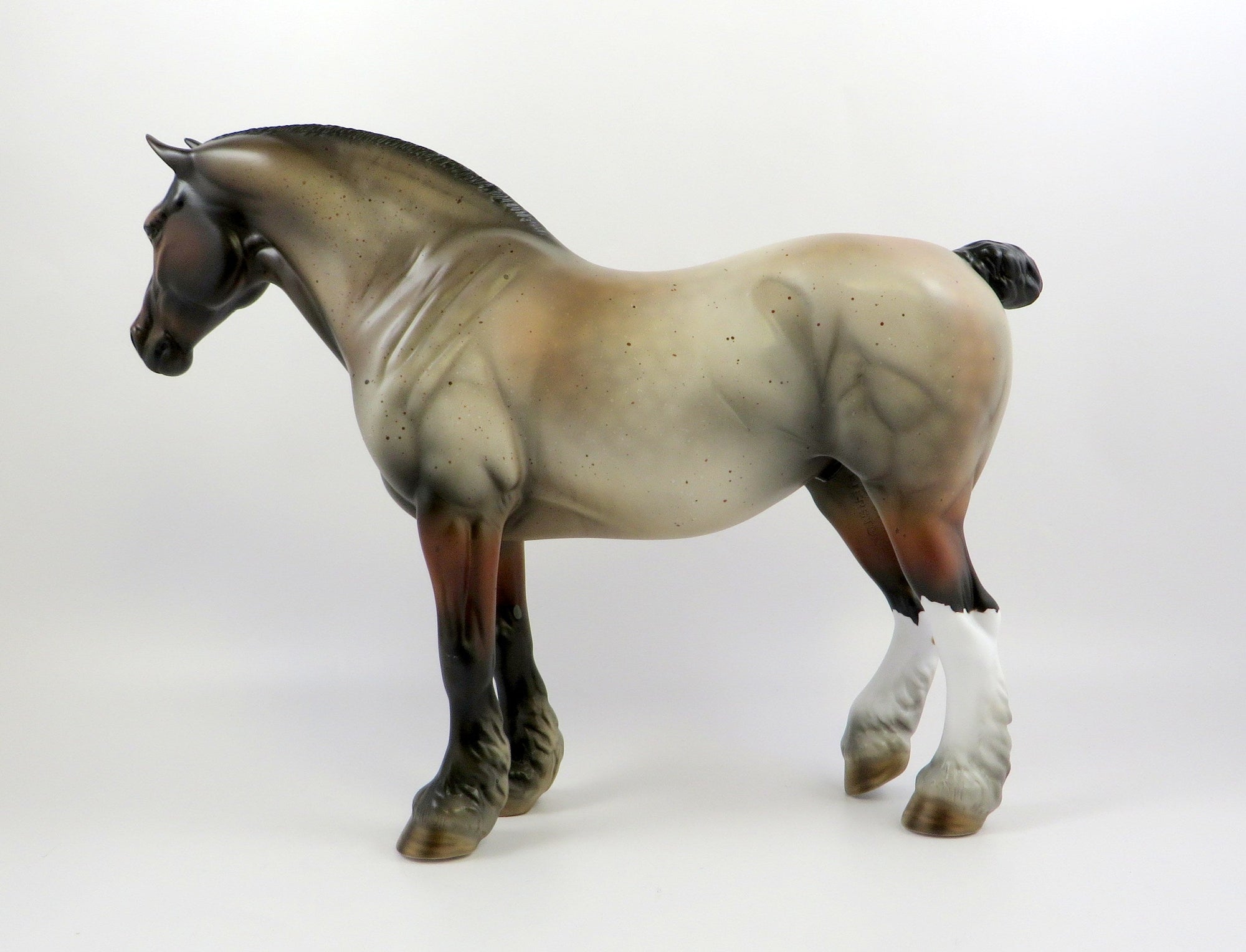 HEGUS-OOAK LIGHT DAPPLE BAY ROAN HEAVY DRAFTER MODEL HORSE EQ 19