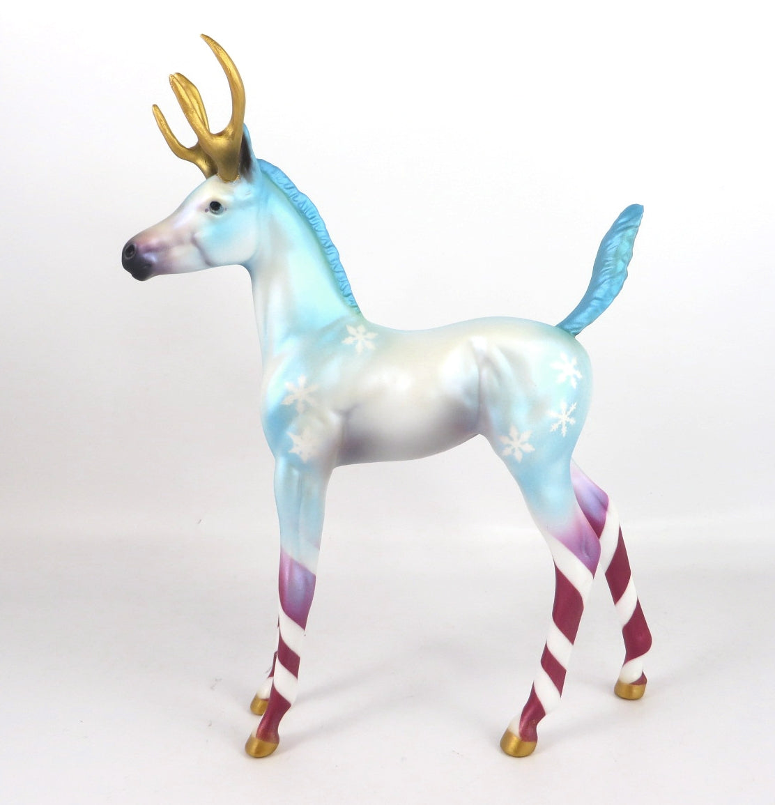 HERE COMES SANTA CLAUS - OOAK  BLUE REINDEER FOAL MODEL  CHRISTMAS HORSE BY MELISSA FOX WHS19