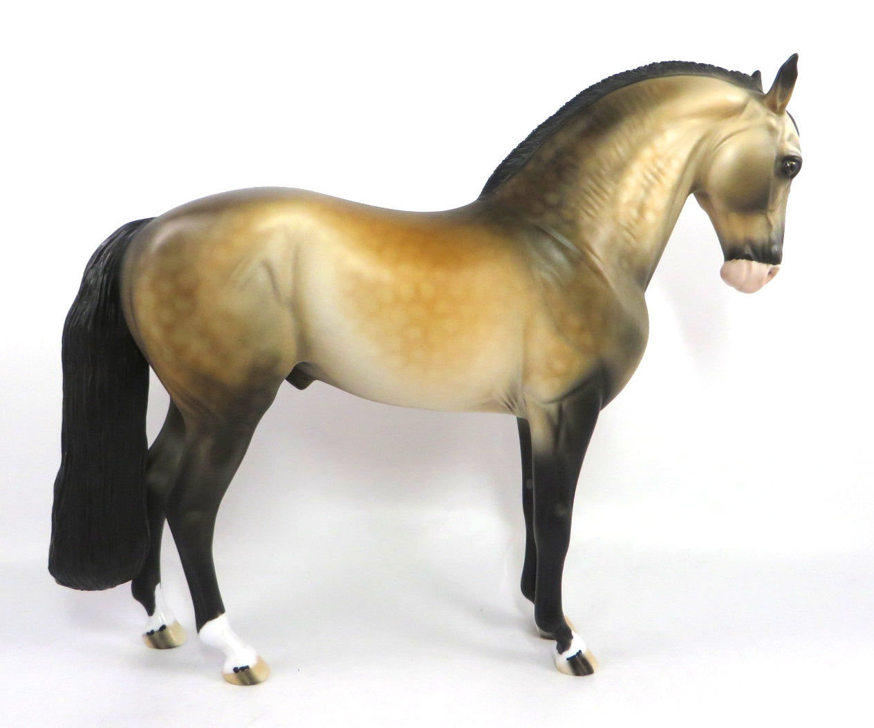 HIDE AND SEEK-OOAK DAPPLE BUCKSKIN ANDALUSIAN MODEL HORSE PJ 2020