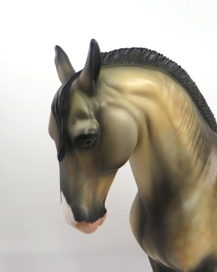 HIDE AND SEEK-OOAK DAPPLE BUCKSKIN ANDALUSIAN MODEL HORSE PJ 2020