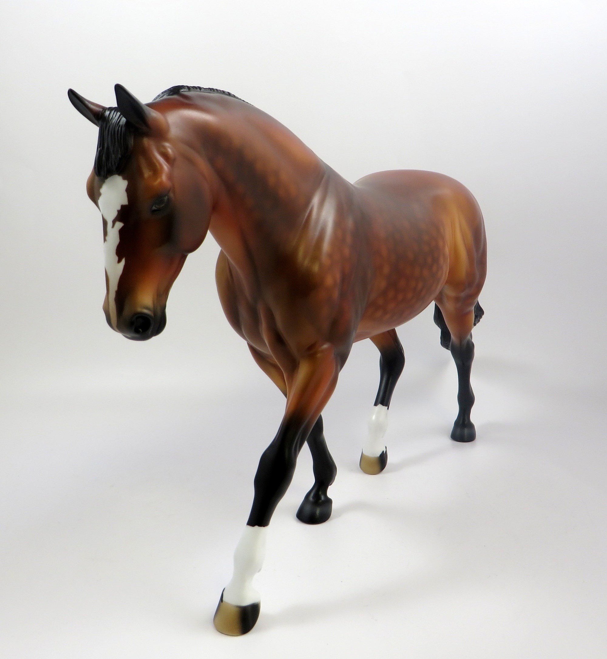 HIS MAJESTY-OOAK DAPPLE BAY IRISH DRAFT MODEL HORSE EQ 19