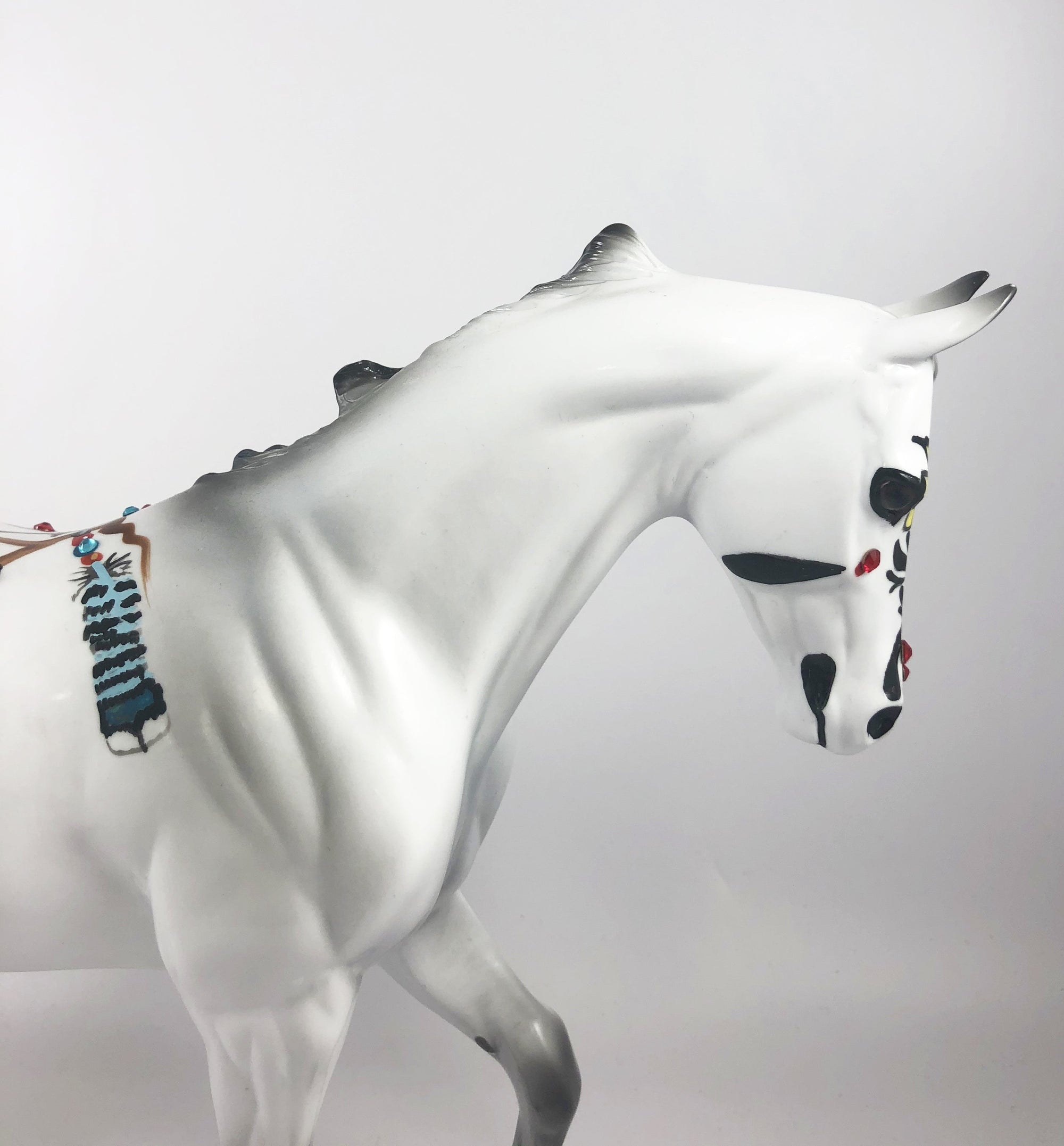 HOPI -OOAK TB DECORATOR LIGHT GREY SUGAR SKULL BY DAWN QUICK MM19