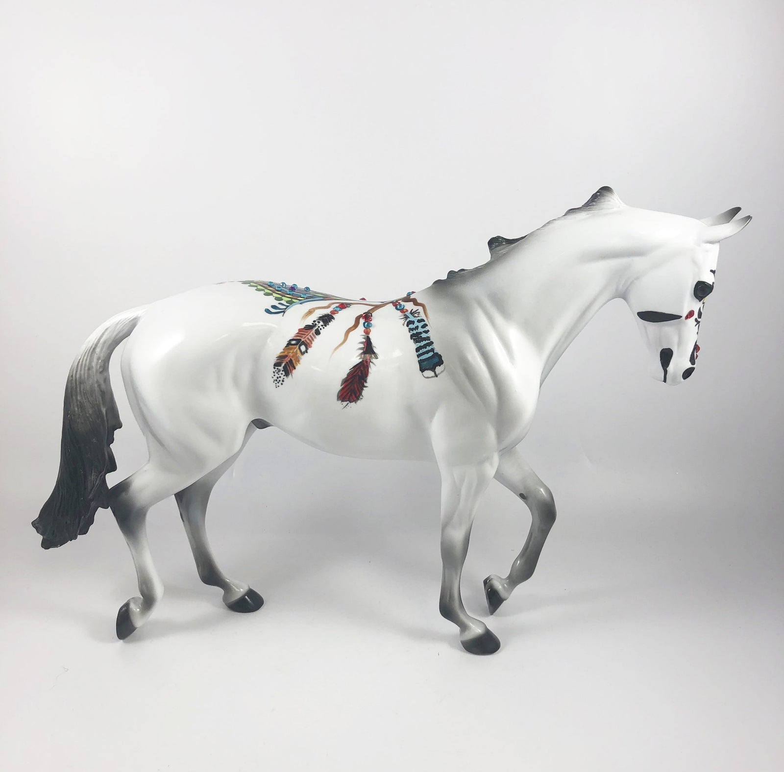 HOPI -OOAK TB DECORATOR LIGHT GREY SUGAR SKULL BY DAWN QUICK MM19