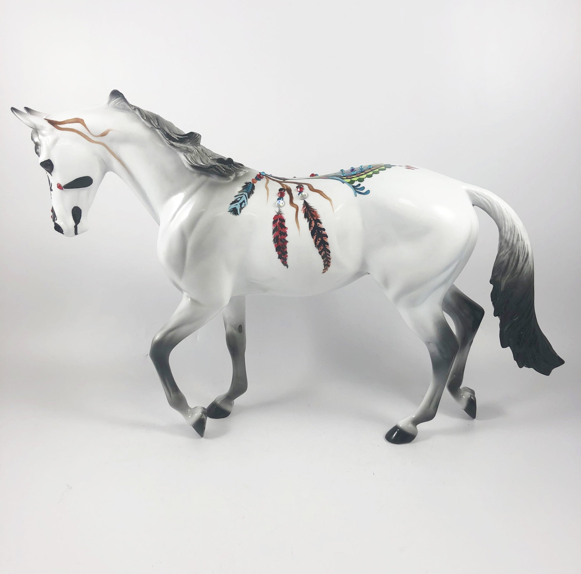 HOPI -OOAK TB DECORATOR LIGHT GREY SUGAR SKULL BY DAWN QUICK MM19