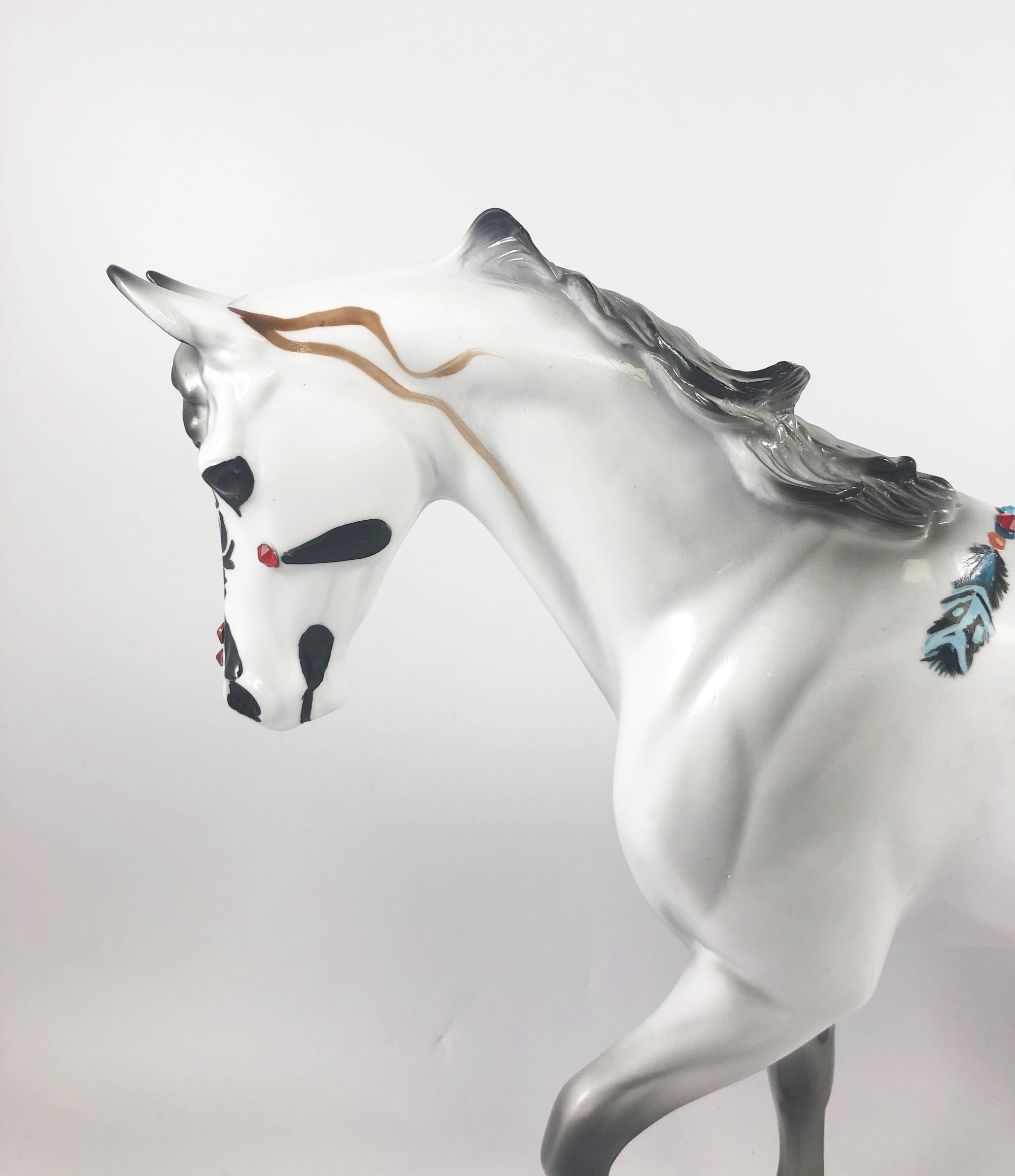 HOPI -OOAK TB DECORATOR LIGHT GREY SUGAR SKULL BY DAWN QUICK MM19