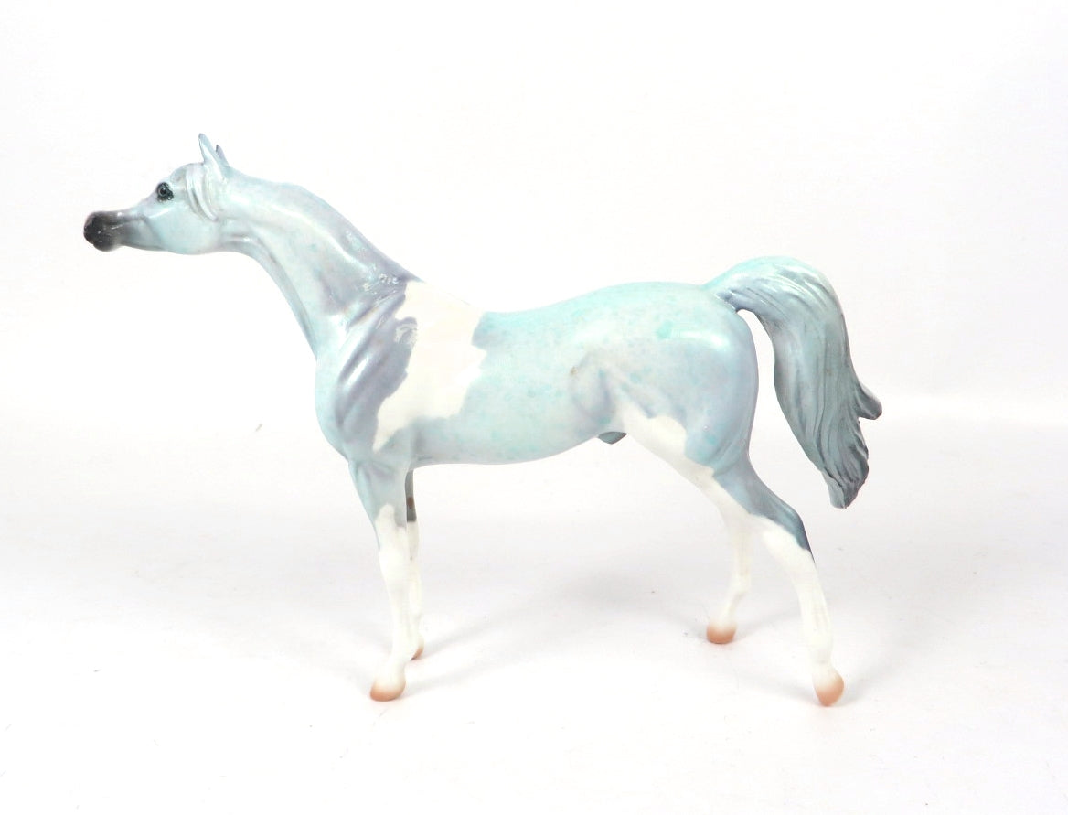ICEFALL - OOAK LIGHT BLUE PINTO ARABIAN CHIP DECORATOR BY DAWN QUICK WHS19