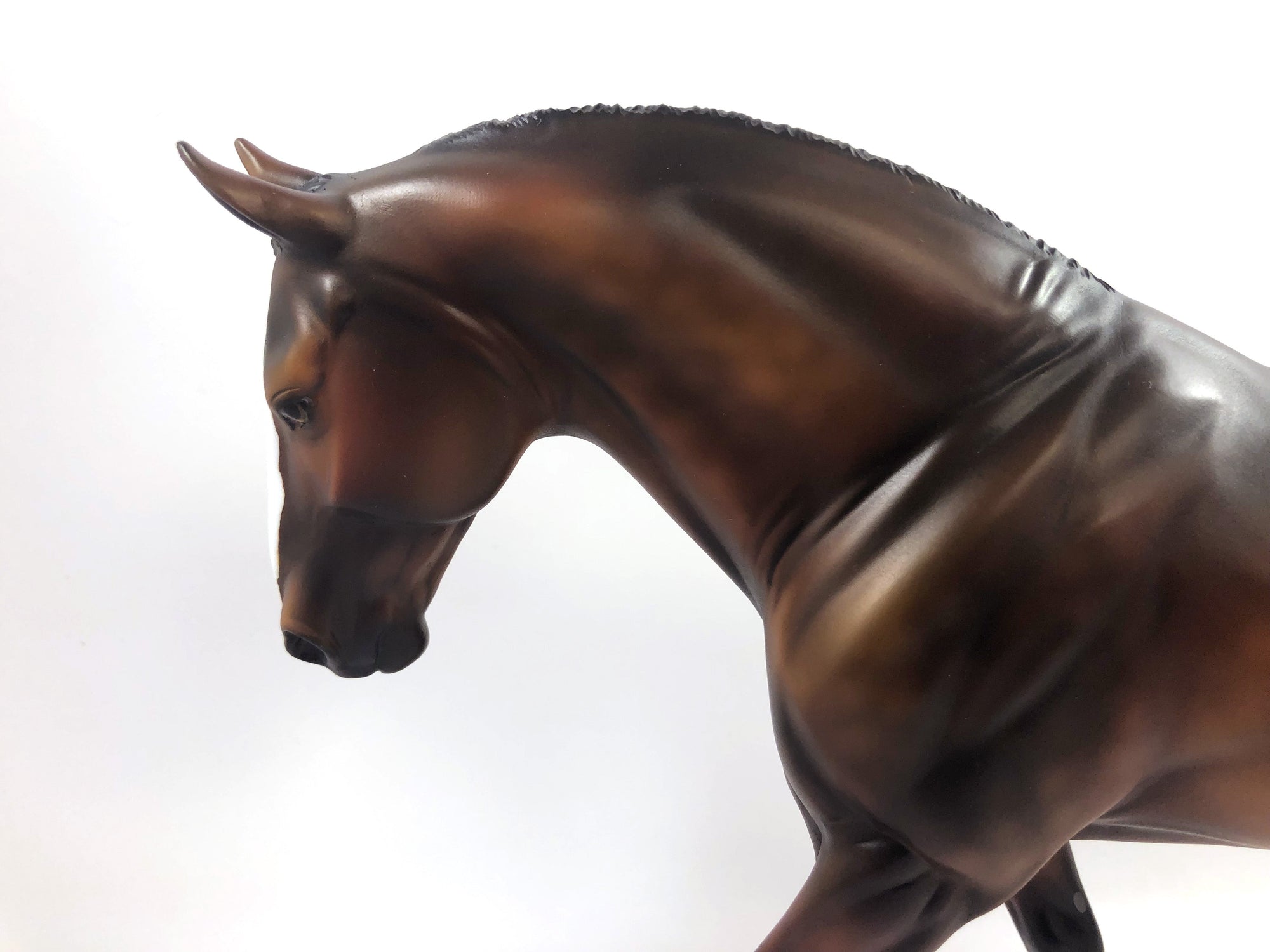 CROSS BARRED-LE-3 DARK DAPPLE BAY IRISH DRAFT MODEL HORSE BY MISSY FOX SHCF19