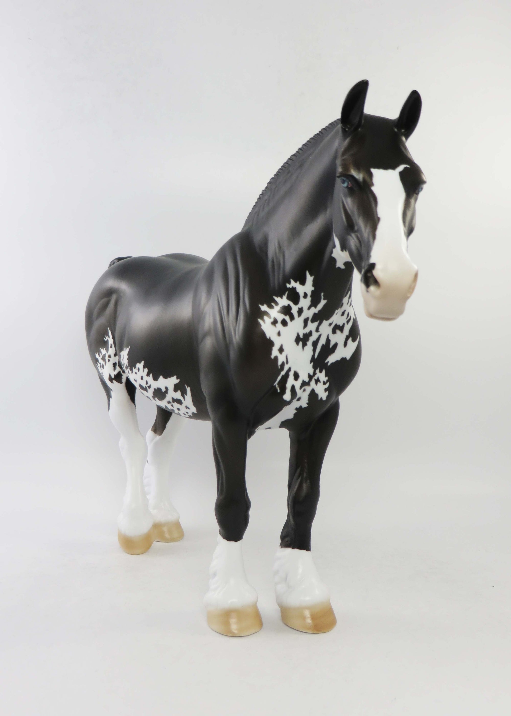 DEVINSHIRE-OOAK BLACK PINTO HEAVY DRAFT MARE MODEL HORSE BY DAWN QUICK EQ 2018